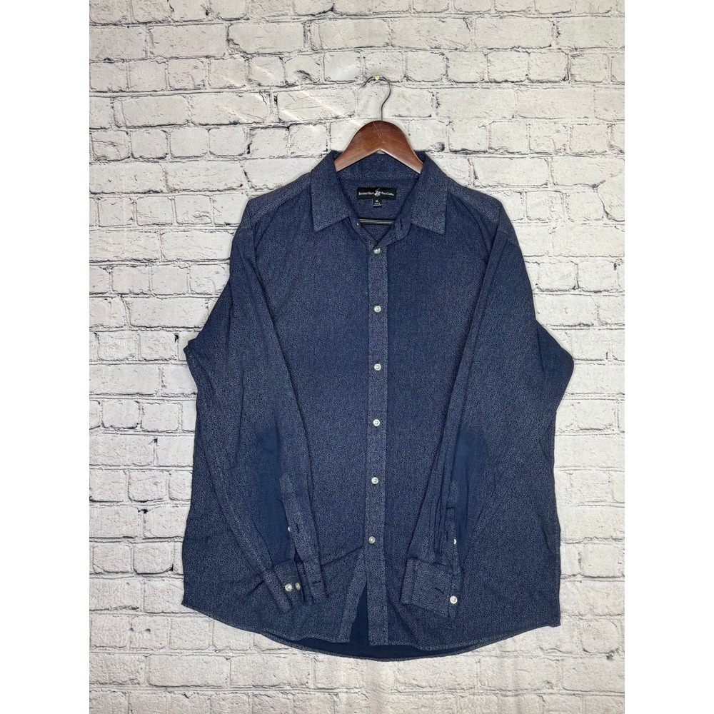 Beverly Hills Polo Club Mens Blue Pattern Button Down Dress Shirt XL